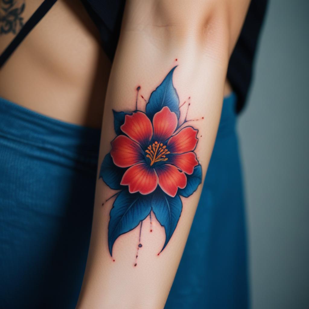 Tatuagem de Rosa Vermalha no Braço Feminina