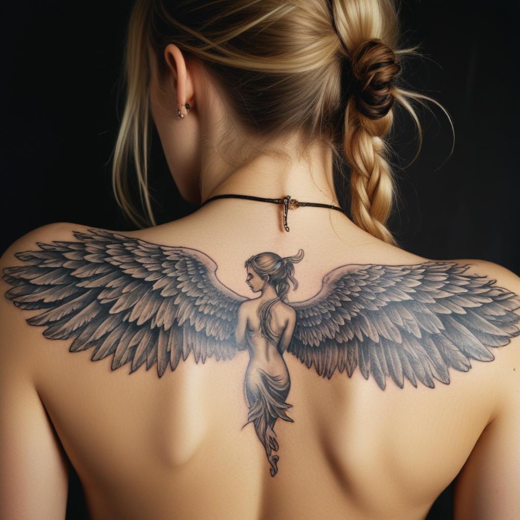 Tatuagem Feminina de Anjo Nas Costas 