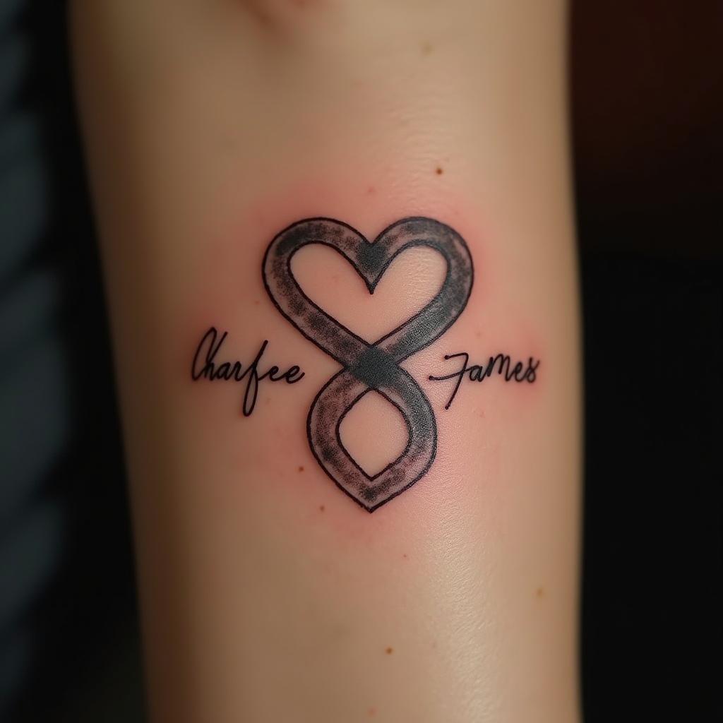 Uma tatuagem de casal de símbolo de infinito que representa amor eterno, conexão e compromisso