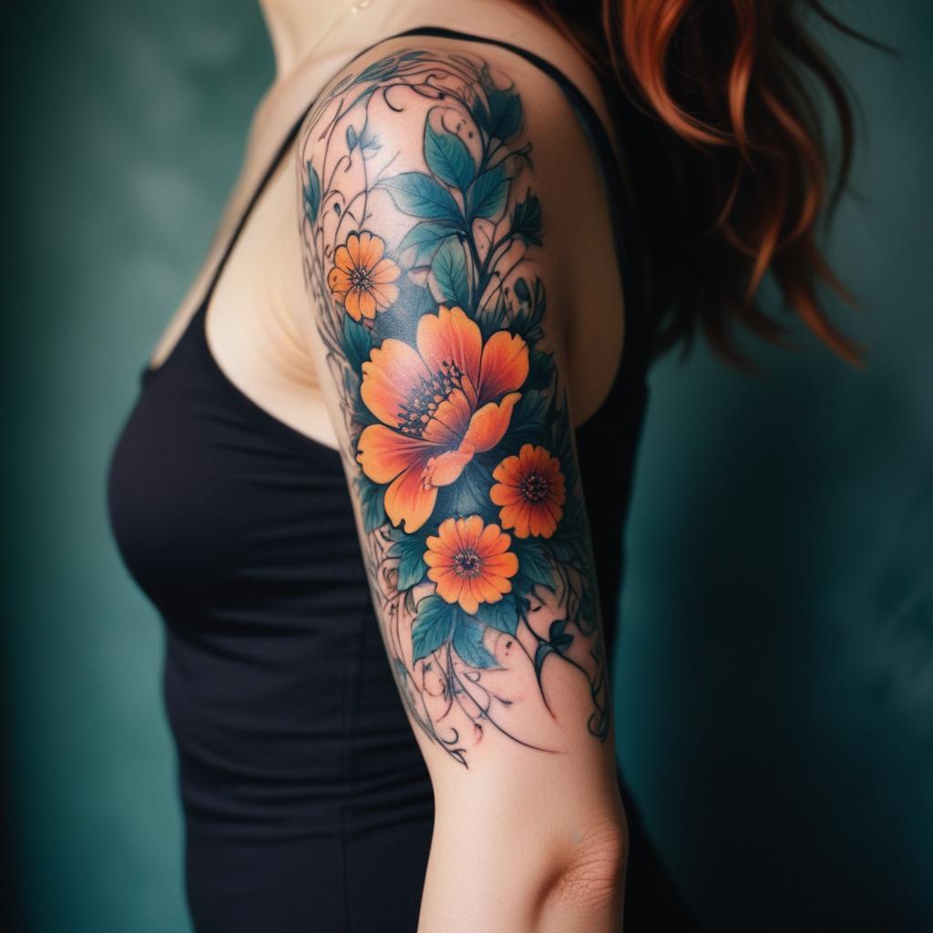 Tatuagem no Braço Feminino de flor