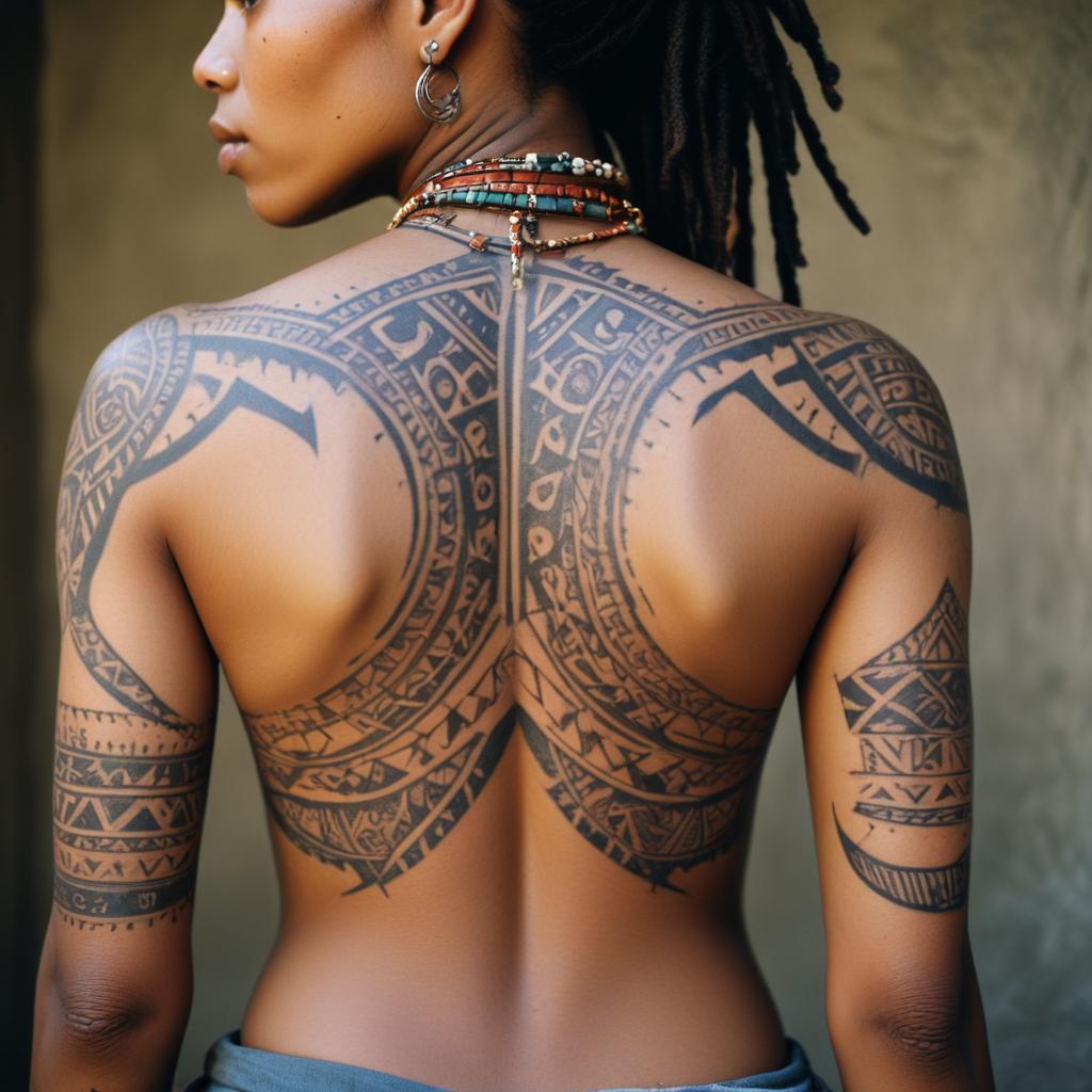 Tatuagem Tribal Feminina nas Costas e Ombro