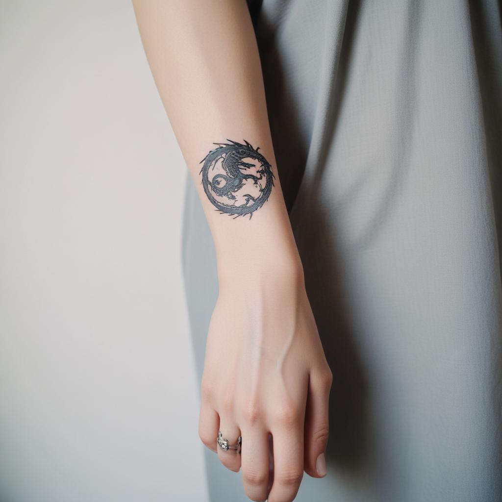 Tatuagem de Dragão Minimalista no Pulso Feminina