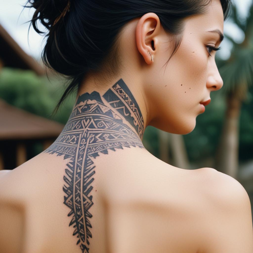 Tatuagem Tribal no Pescoço Feminina