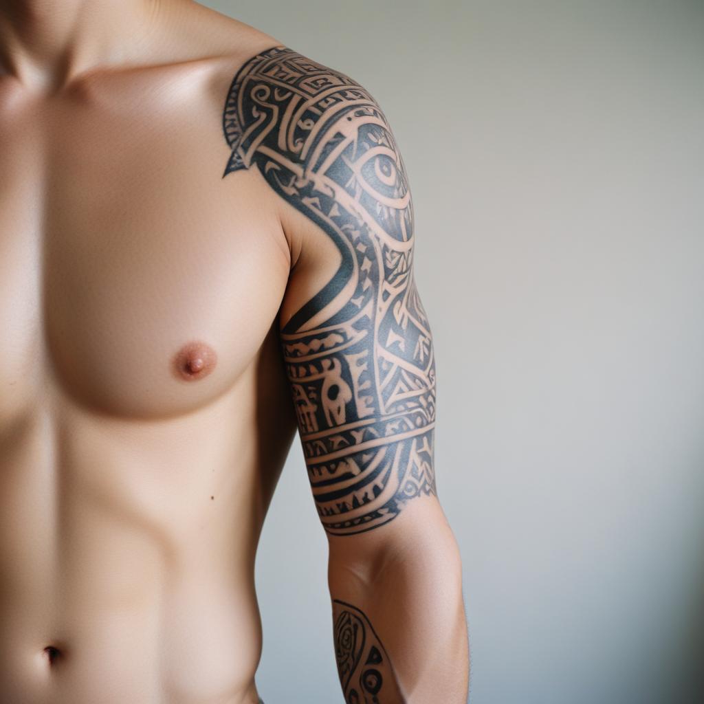 Tatuagem Tribal no Braço Masculino
