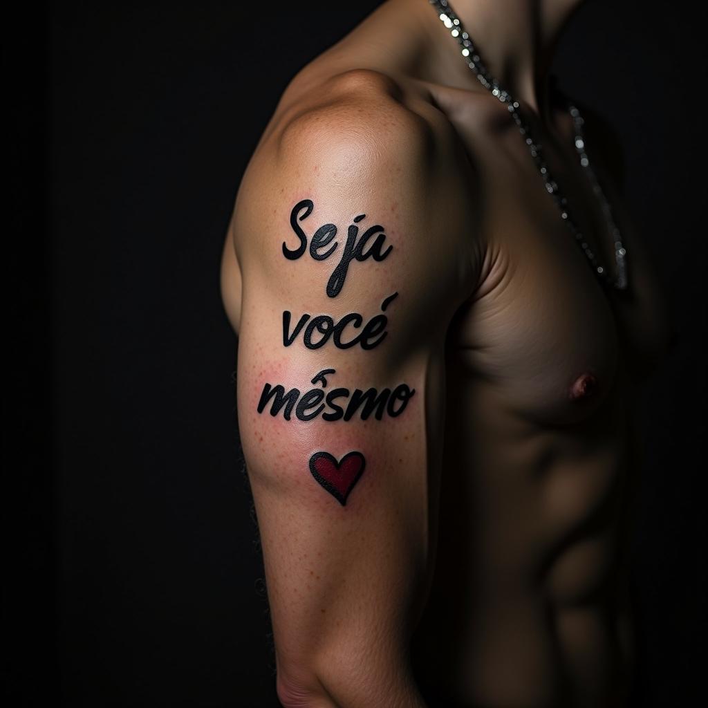 Uma tatuagem de citação no braço que transmite uma mensagem poderosa e pessoal.