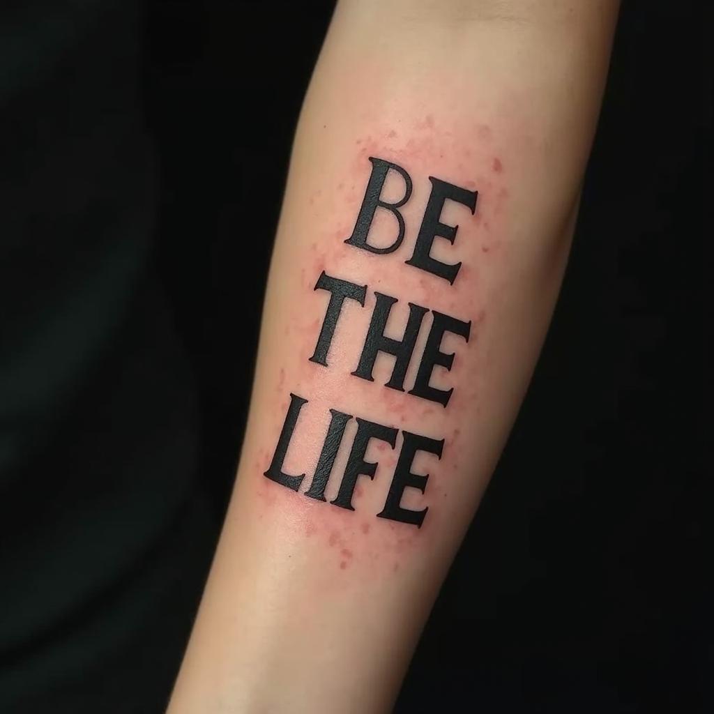 Uma tatuagem de frase no antebraço que simboliza inspiração e significado pessoal