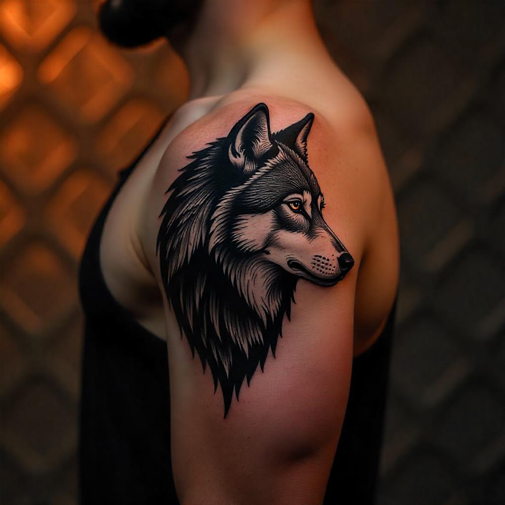 Tatuagem no braço de Lobo