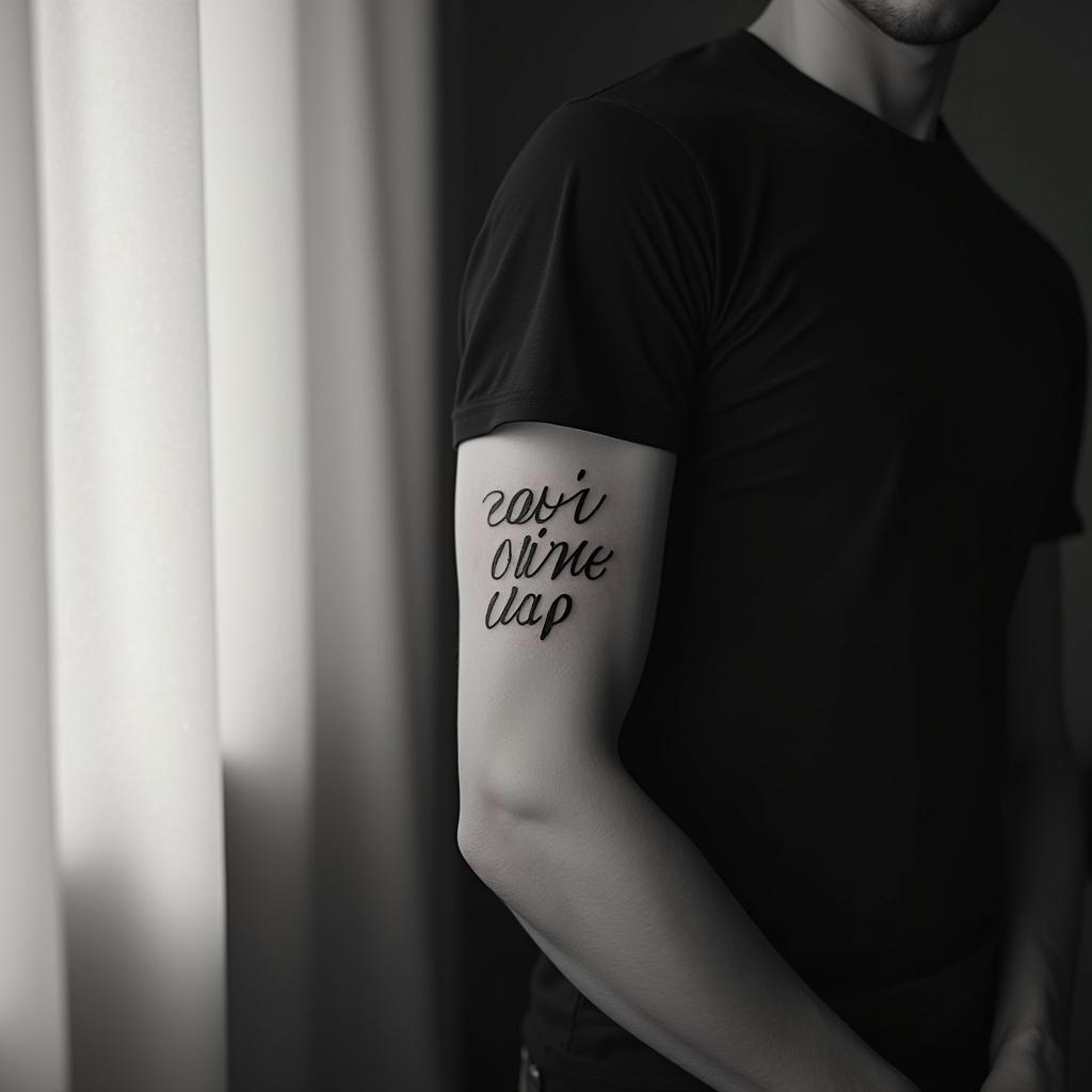 Tatuagem de Frase no Braço Masculino