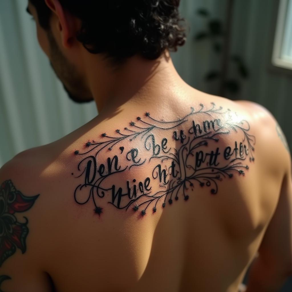 Tatuagem nas Costas Masculina de Citação

