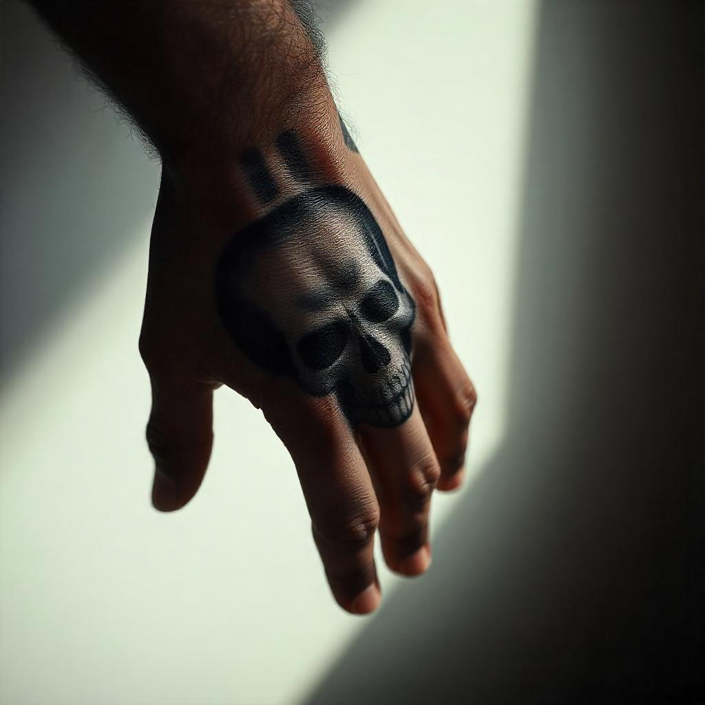 tatuagem na mão de caveira