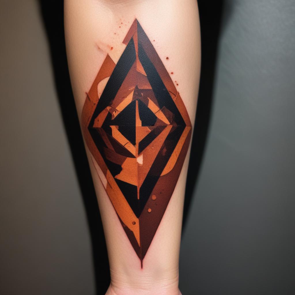 Tatuagem Geométrica Colorida no Antebraço Masculina