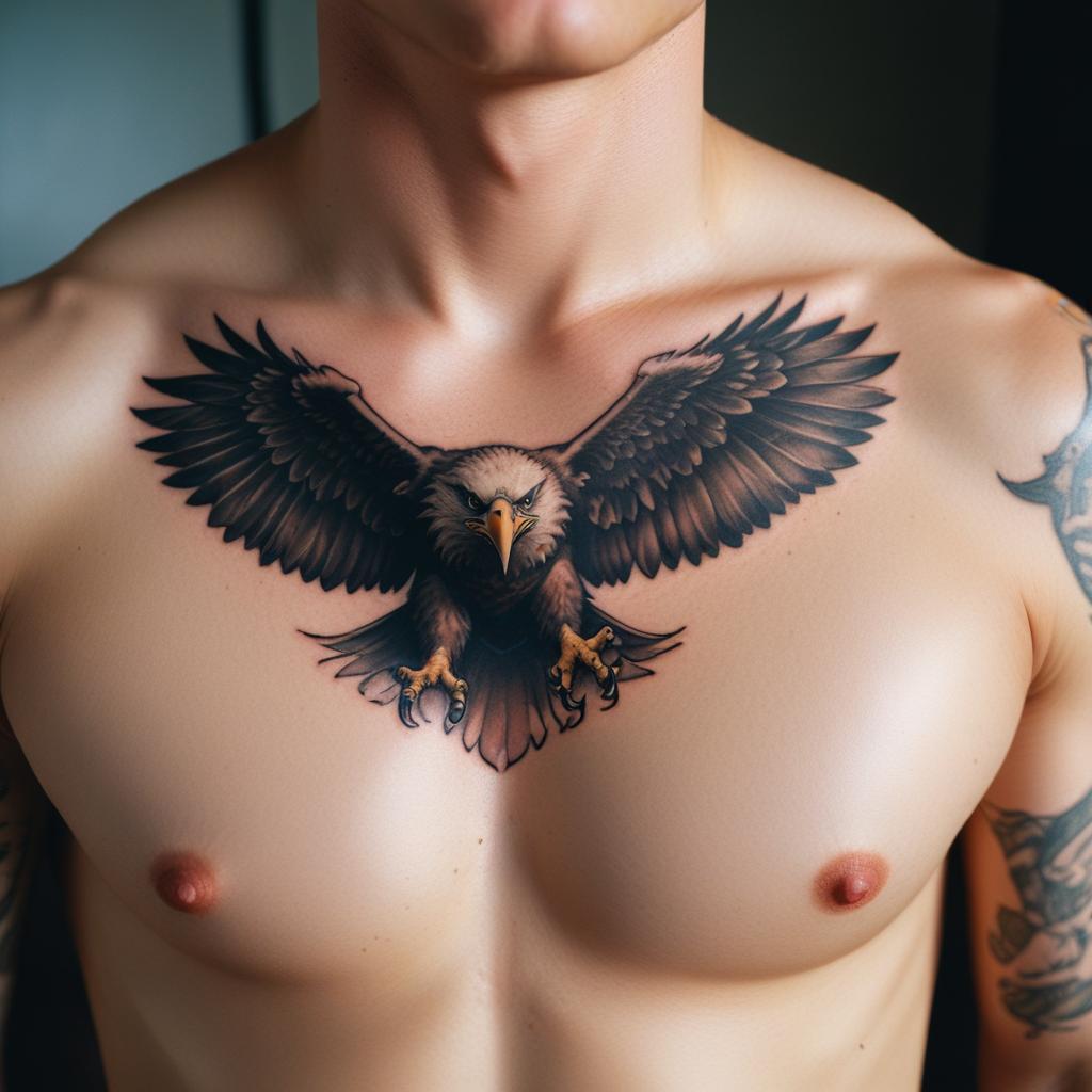 tatuagem de águia no peito masculino
