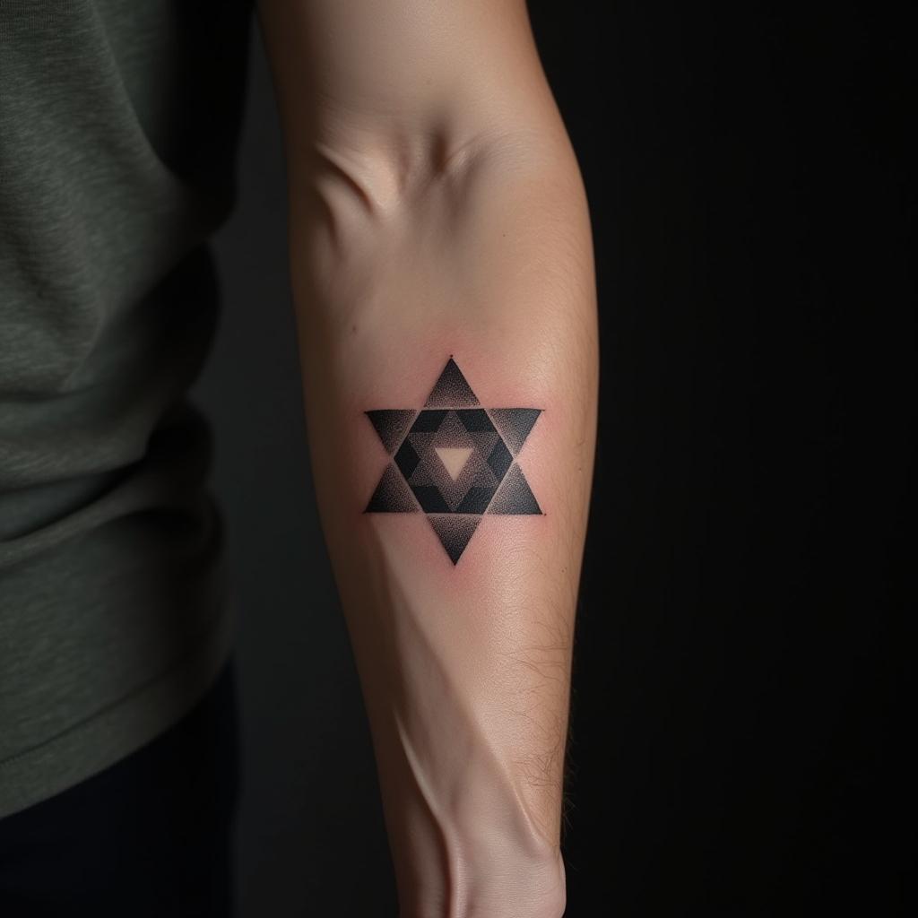 Tatuagem Geométrica Minimalista no Antebraço Masculina