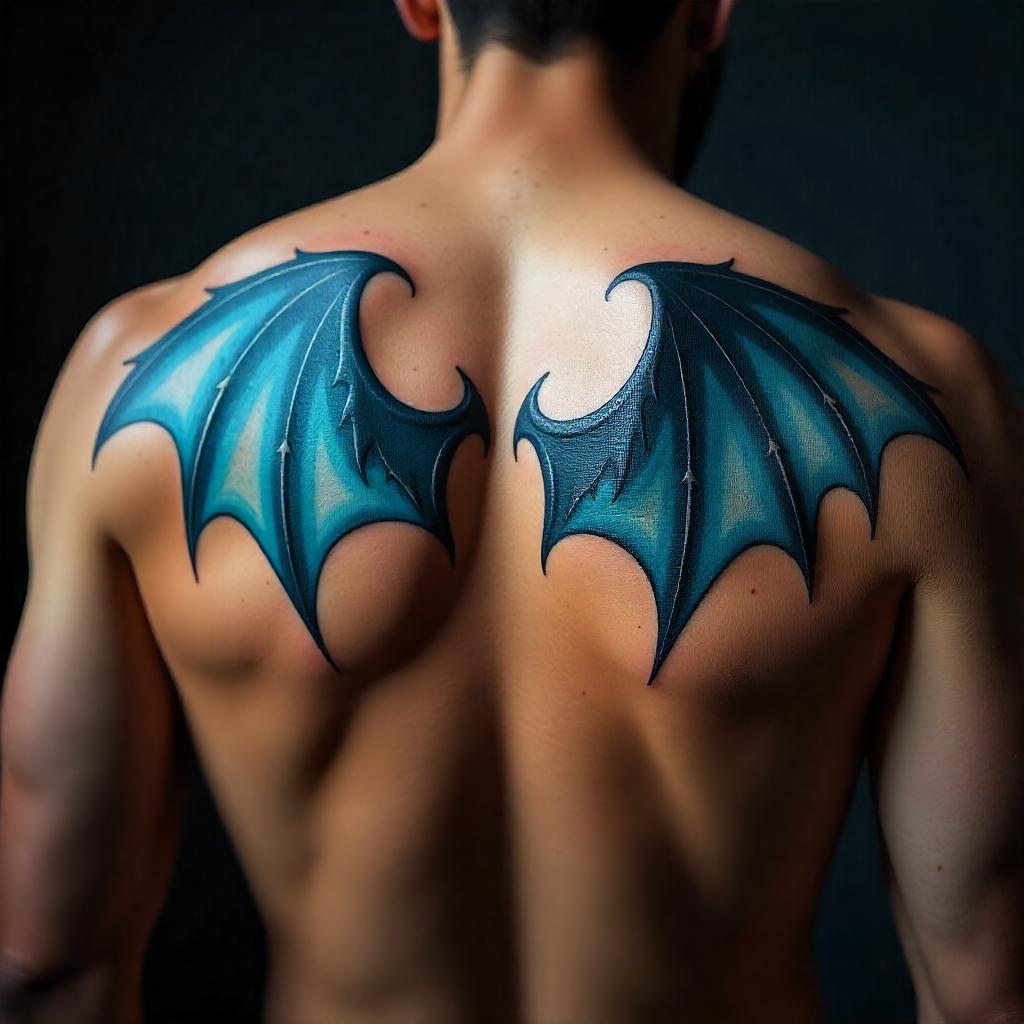 Tatuagem Masculina de Asas de Demônio nas Costas