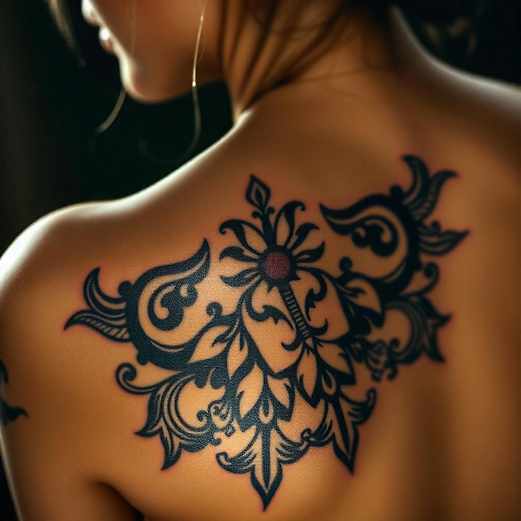 Tatuagem Feminina Estilo Chicana de Padrões nas Costas