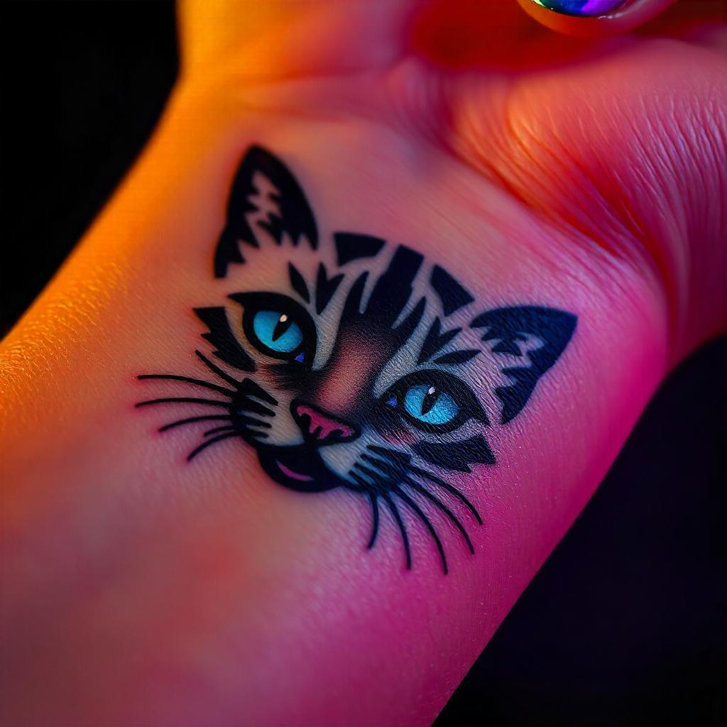 Tatuagem Feminina de Olhos de Gato no Puslo