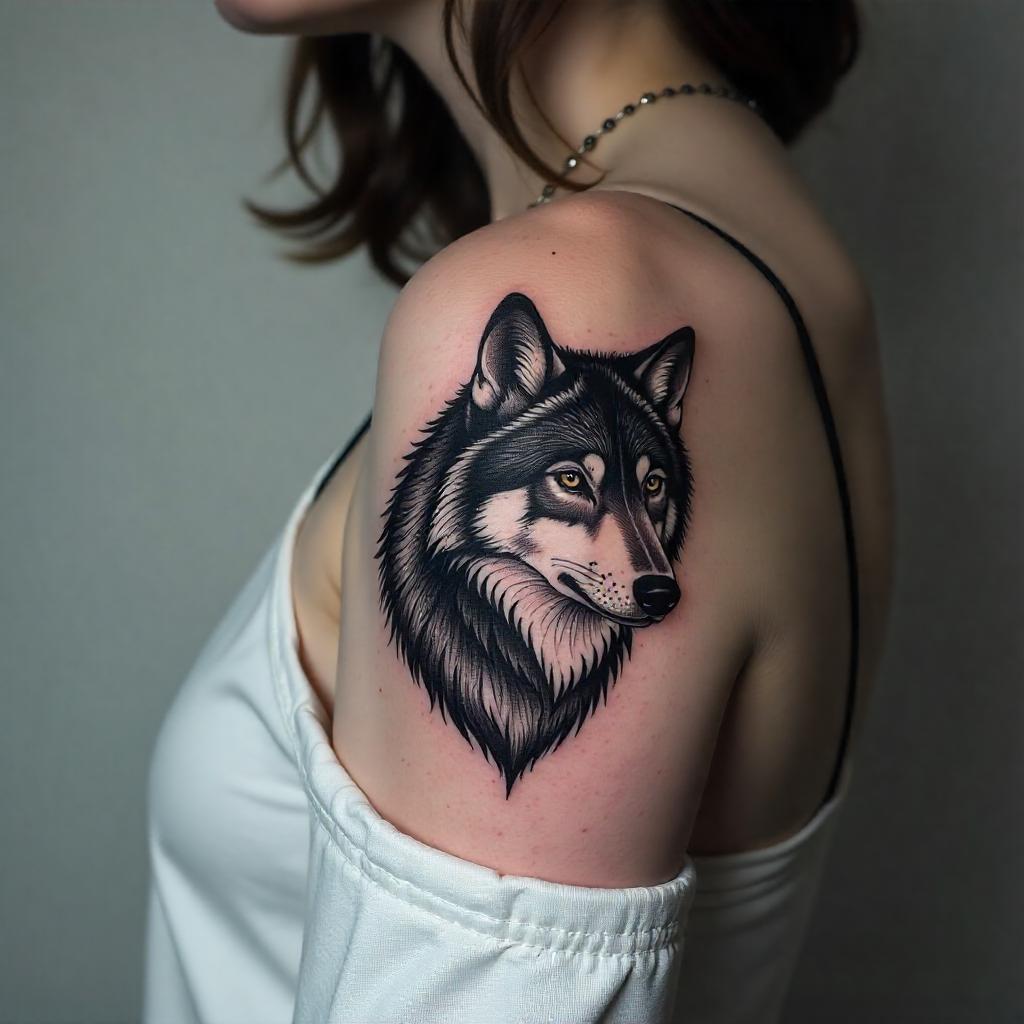 Tatuagem de Lobo no Braço 