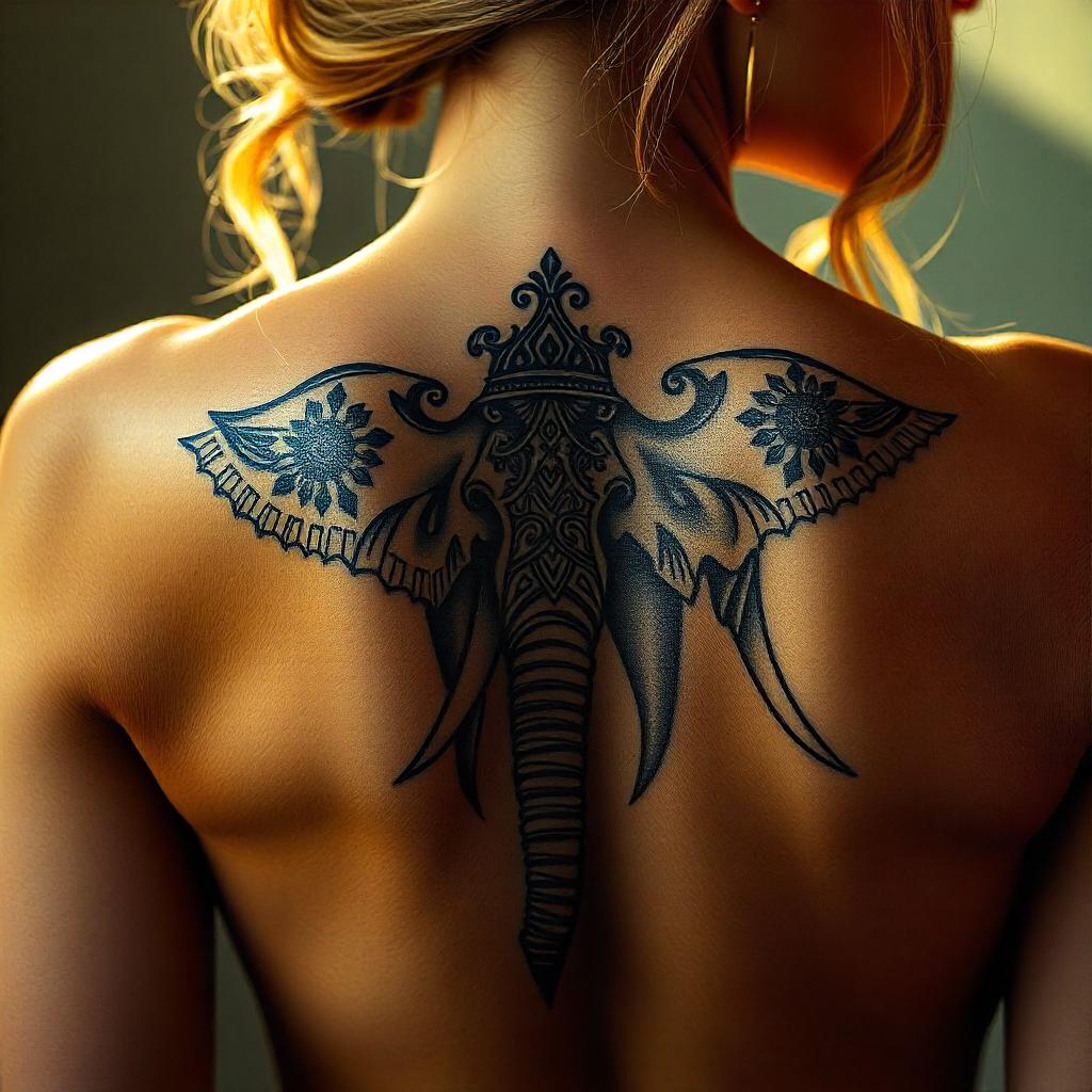 Tatuagem de Elefante nas Costas 