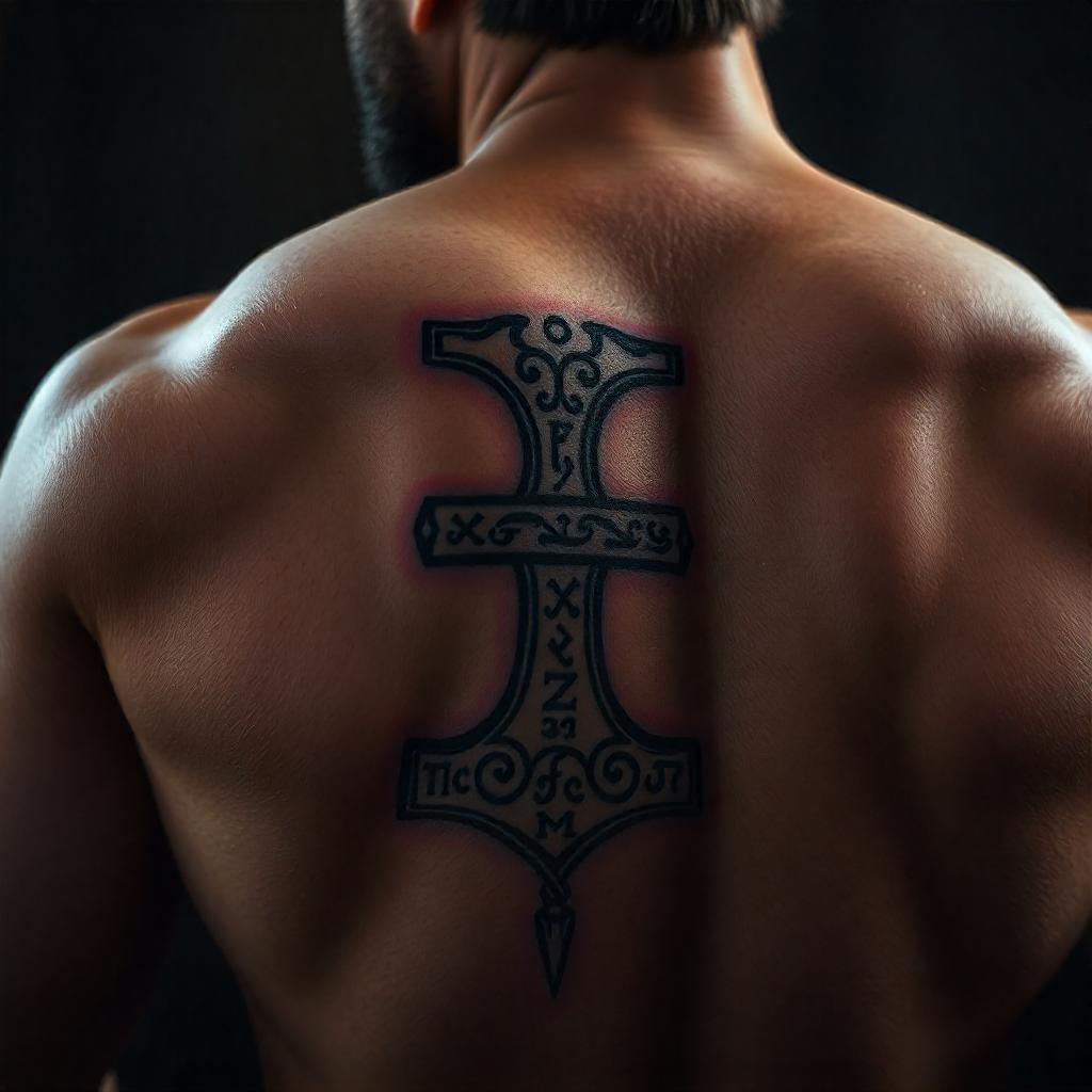 Tatuagem Nórdica nas Costas Masculina