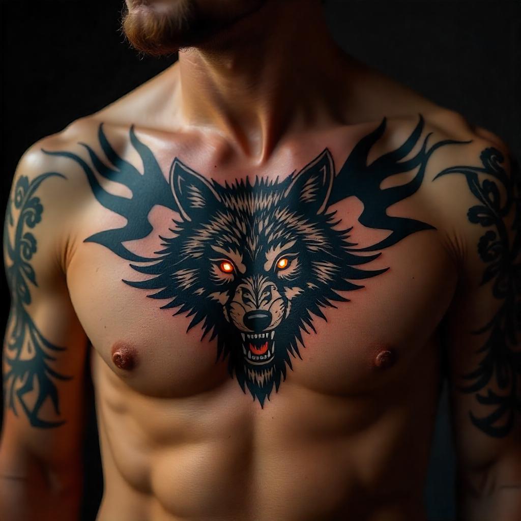 Tatuagem Nórdica no Peito Masculino