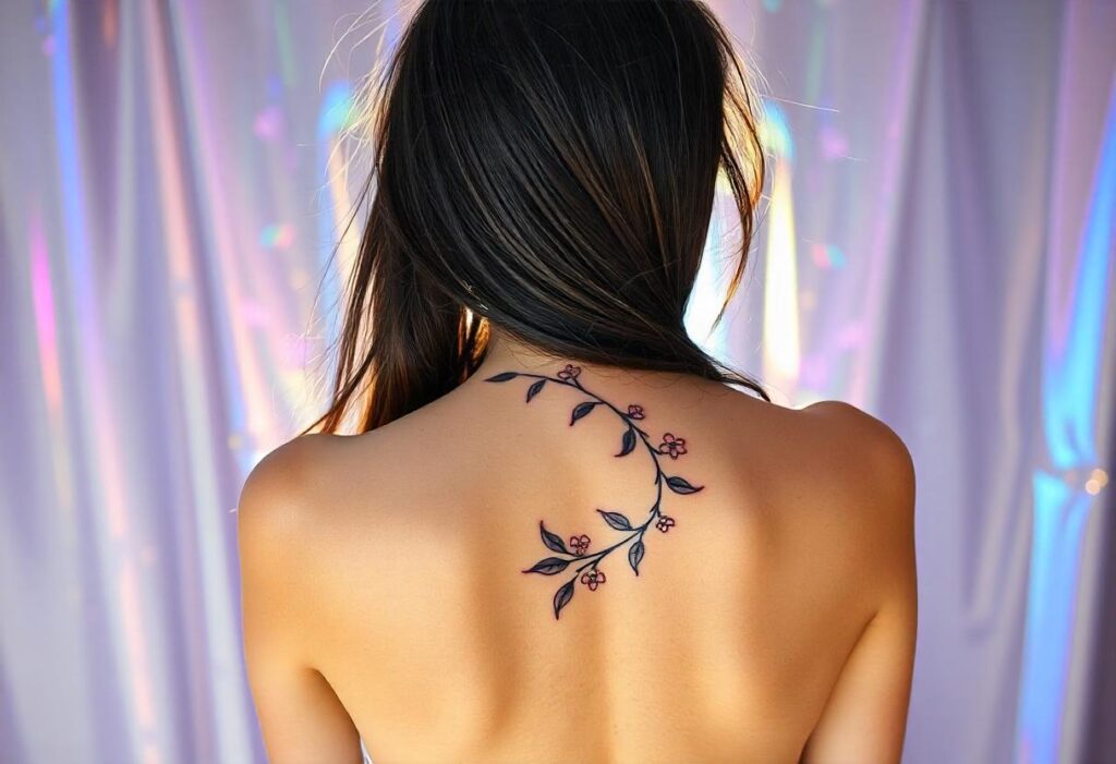 Tatuagem de Flor nas Costas Feminina