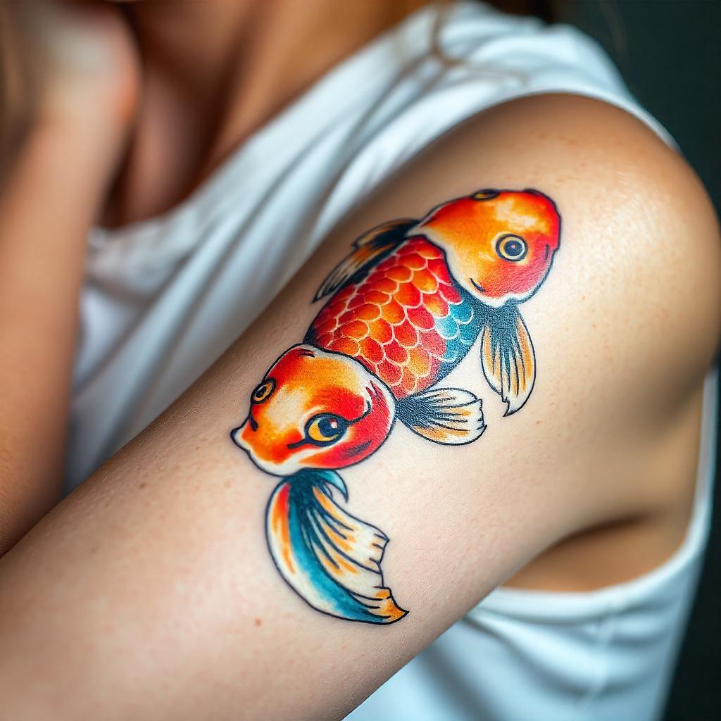 Tatuagem Carpa Aquarela no Braço