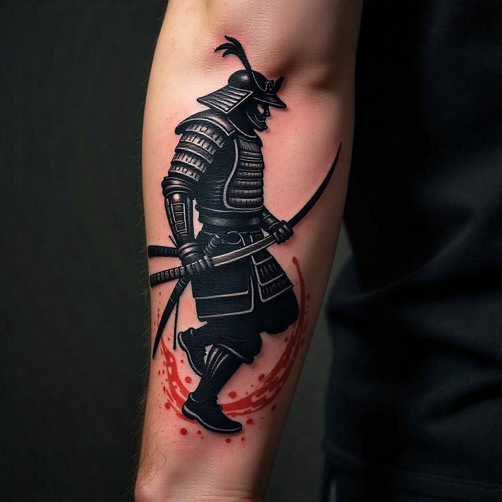 Tatuagem Masculina de Samurai no Antebraço