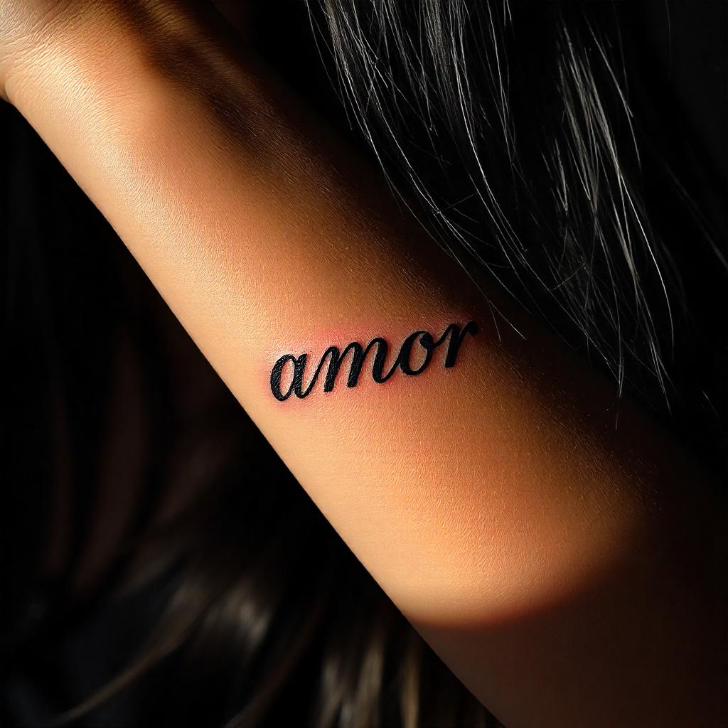 Tatuagem Antebraço de de Palavra Amor