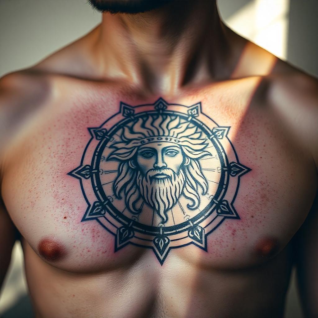 Tatuagem Masculina de Apolo no Peito 