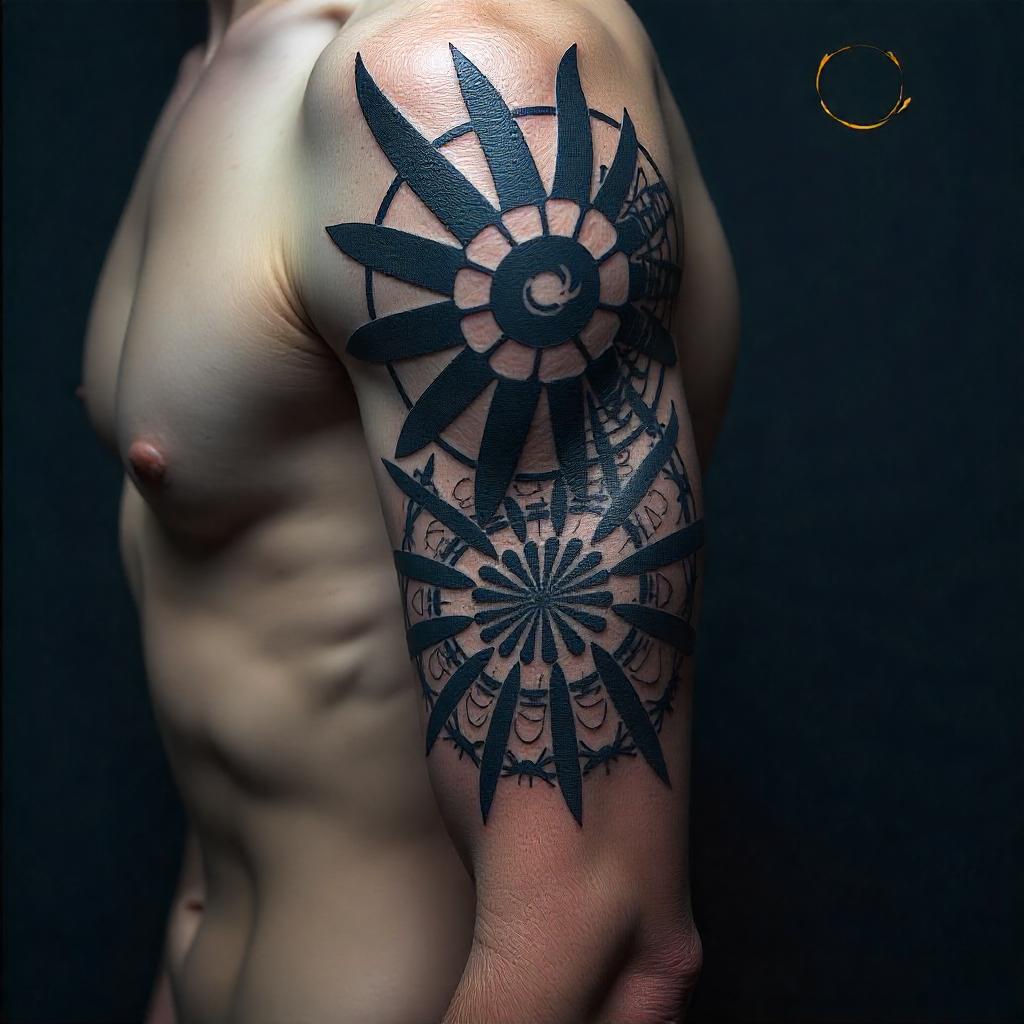 Tatuagem Geométrica Japonesa no Braço Masculino