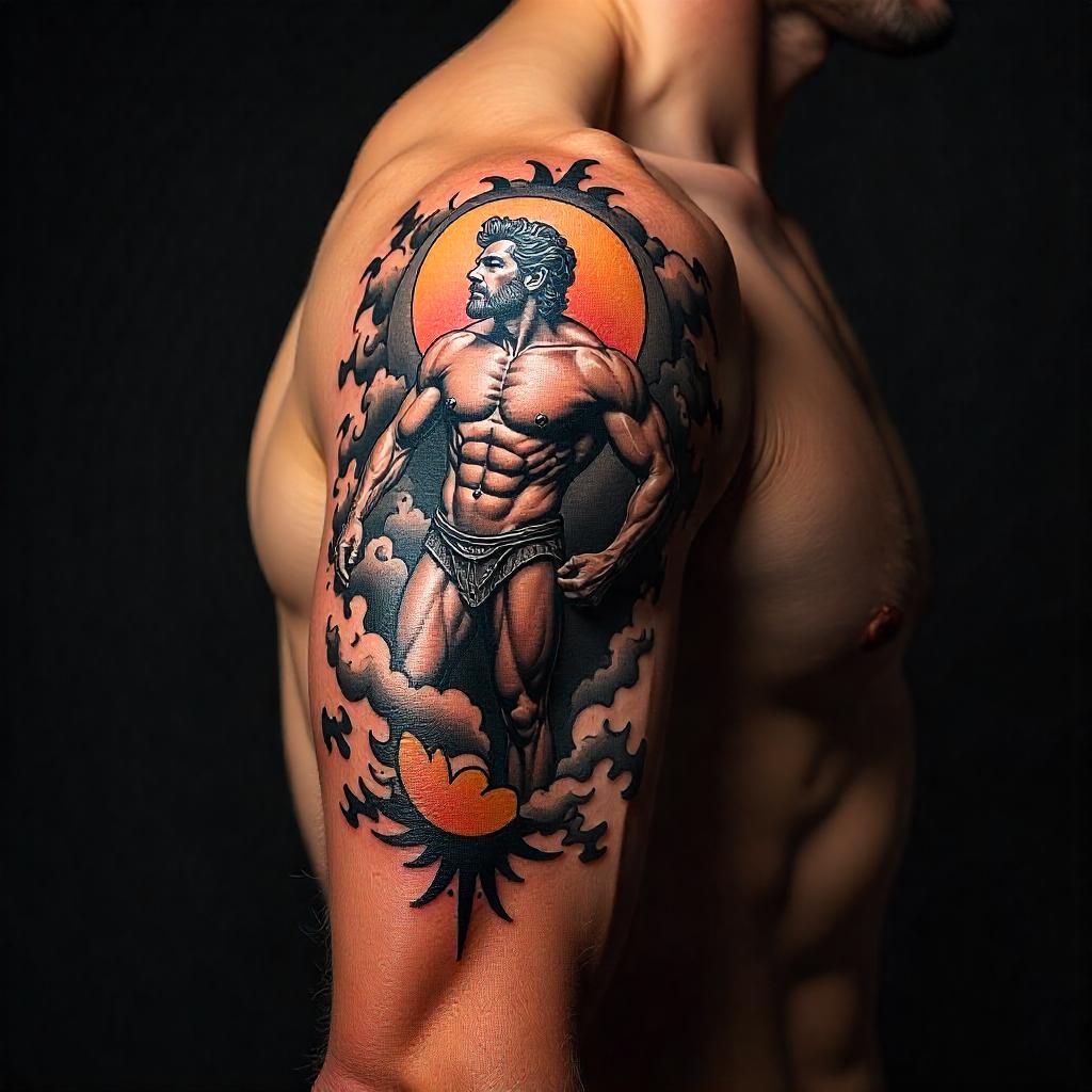 Tatuagem Masculina de Hércules no Braço 